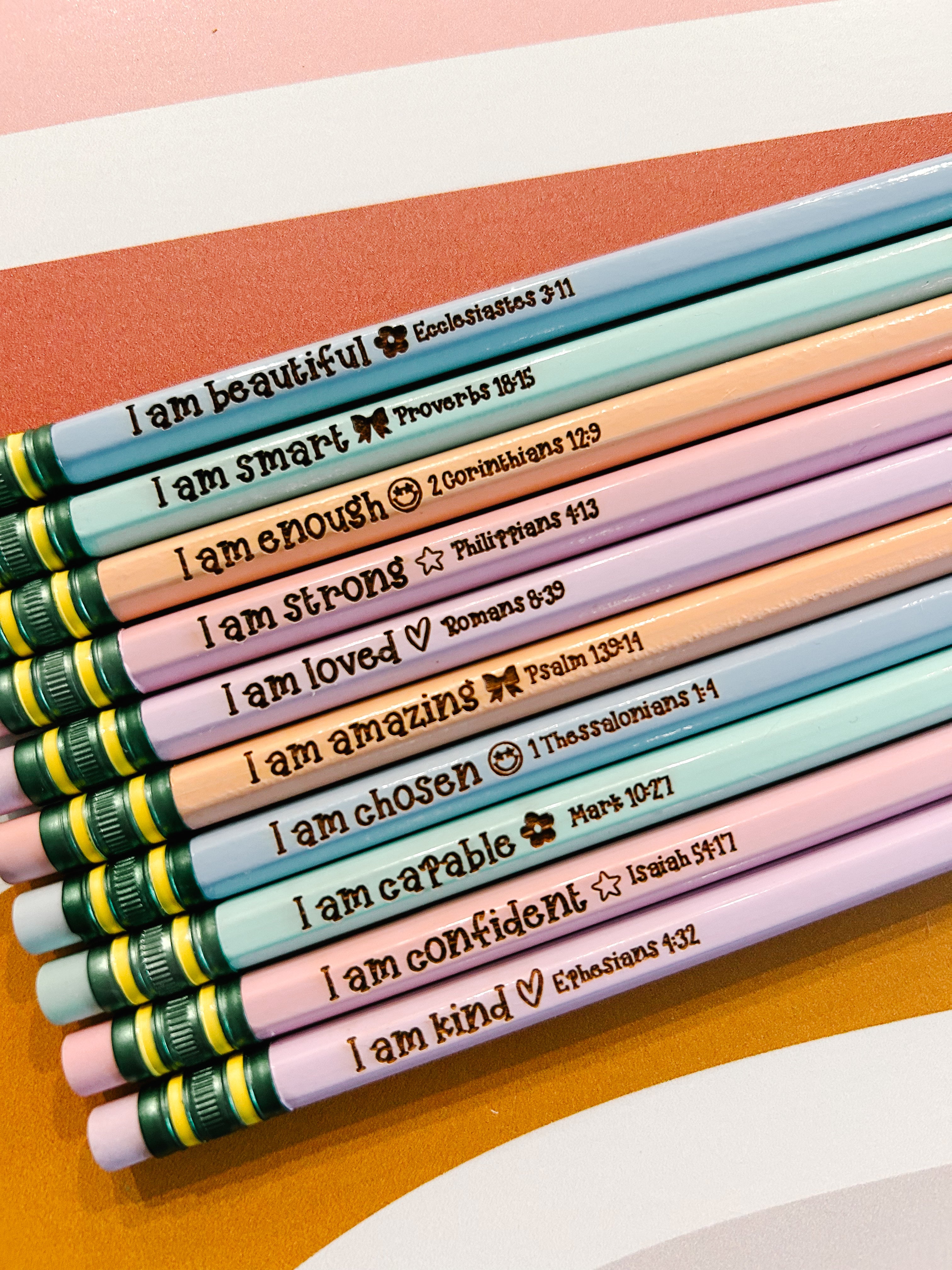 Positive Affirmation Bible Verse Pencils