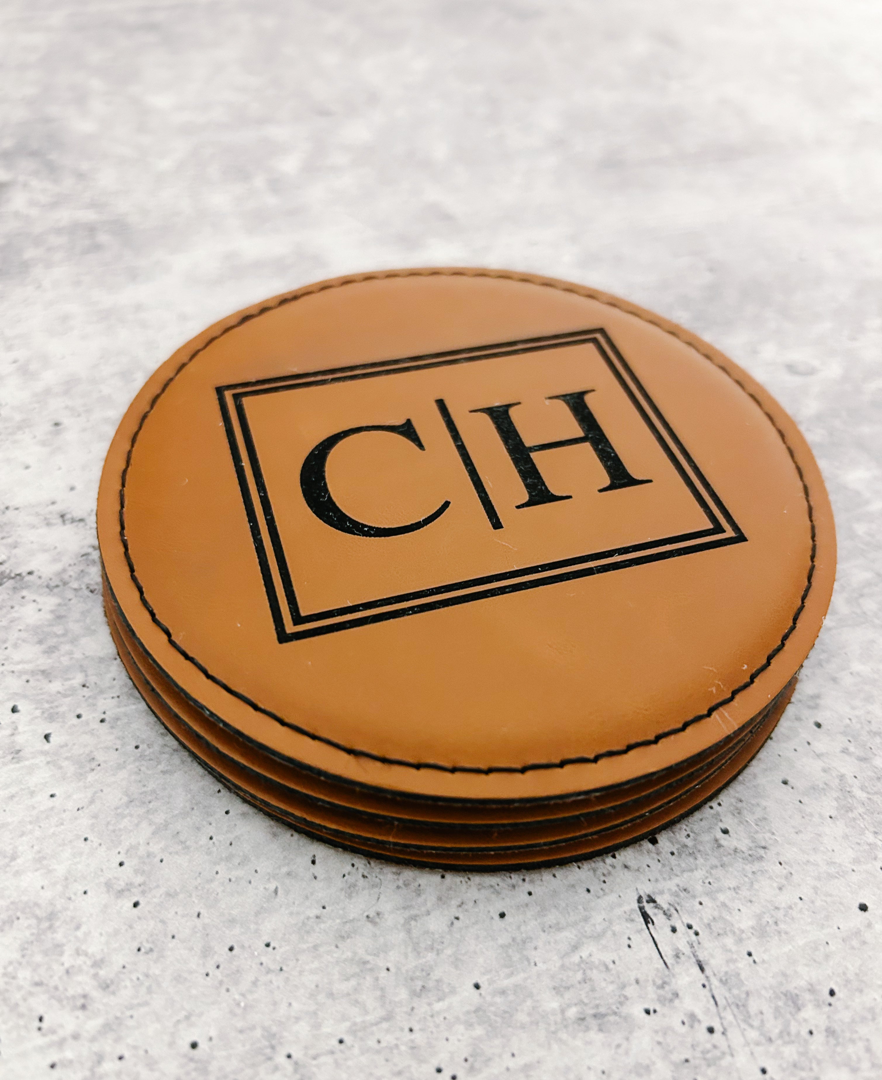 Custom Leather Coaster Set