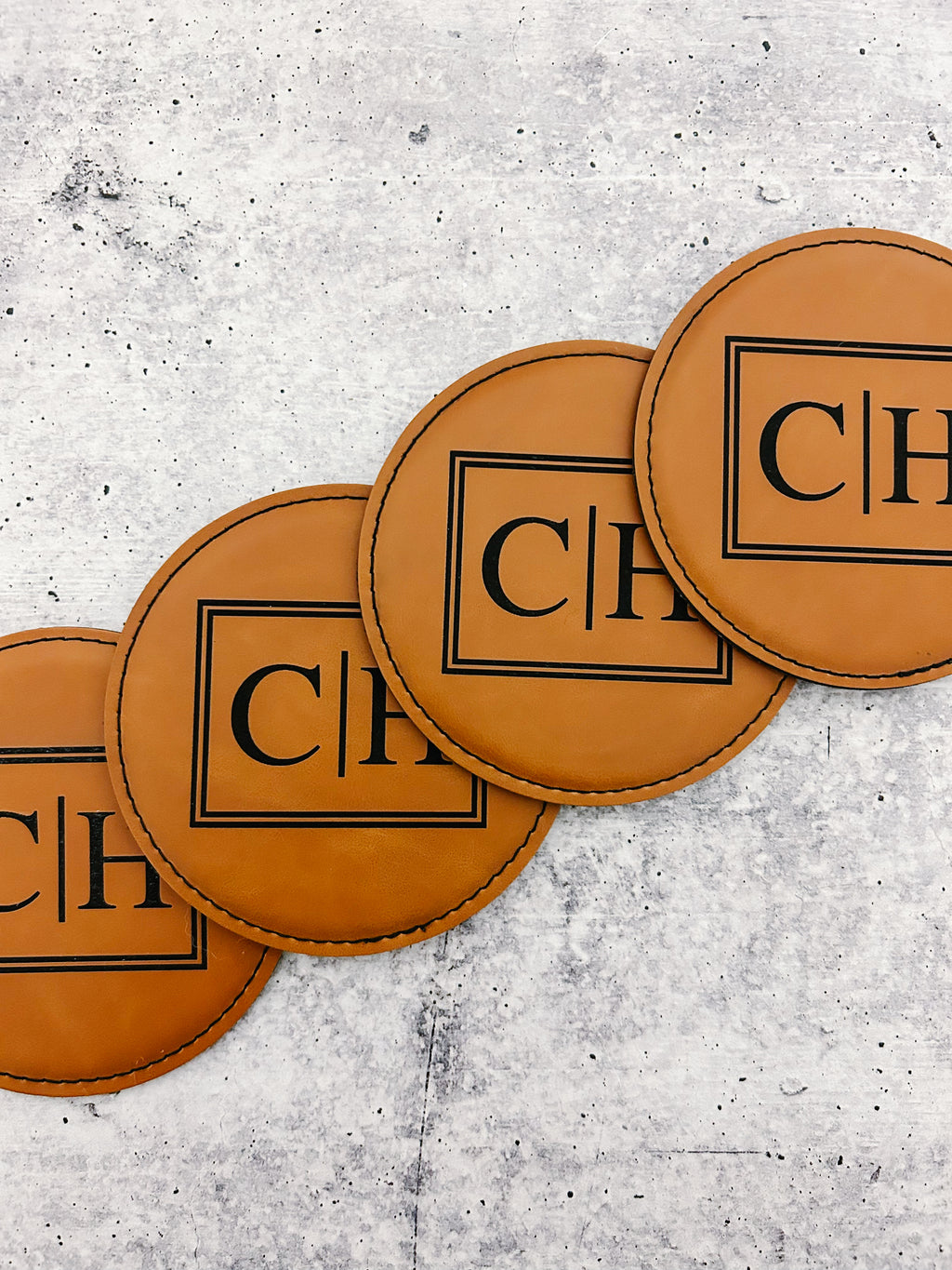 Custom Leather Coaster Set