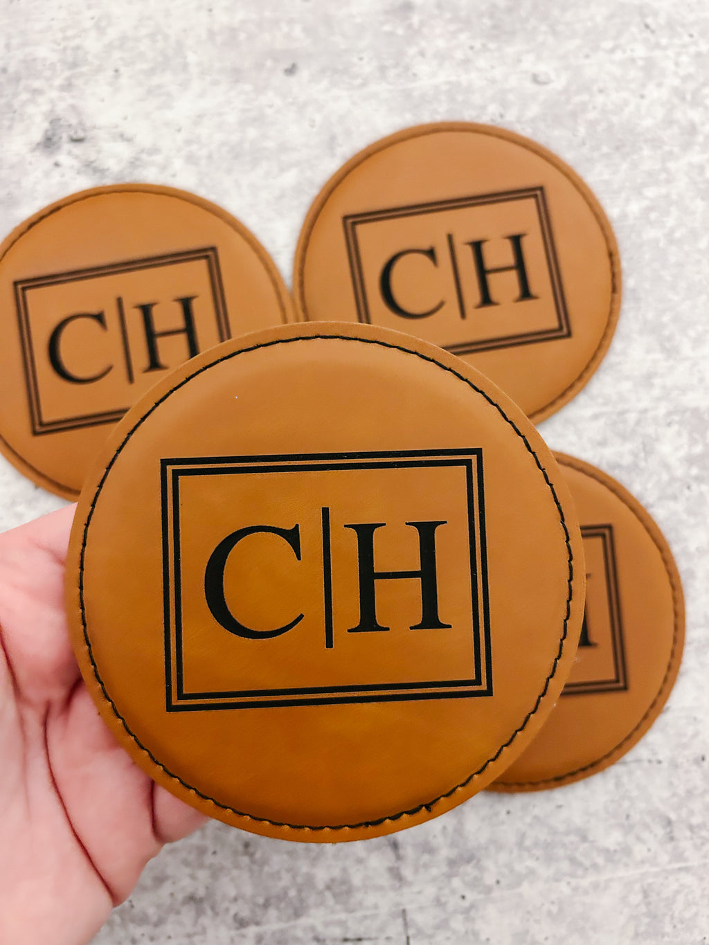 Custom Leather Coaster Set