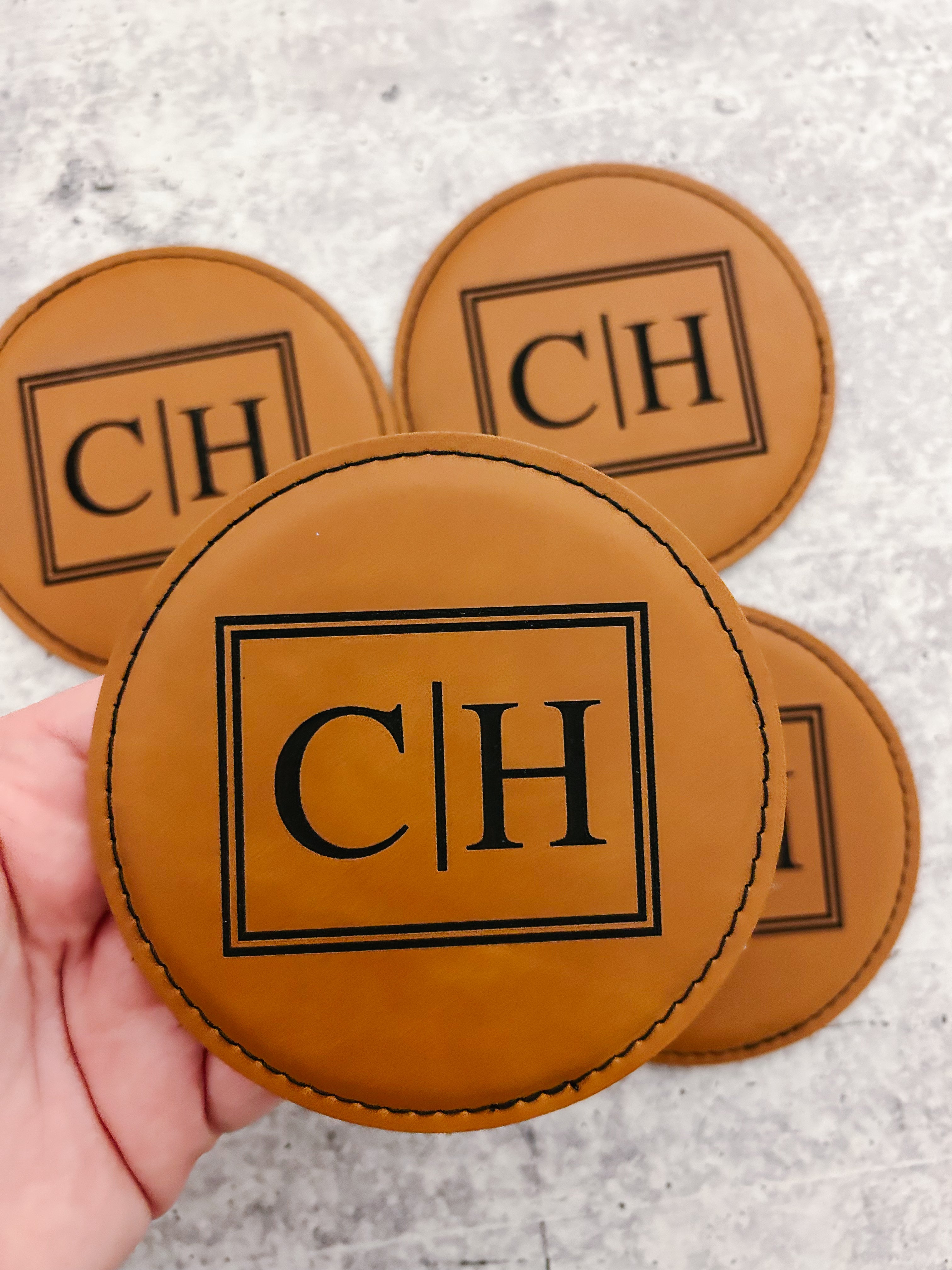 Custom Leather Coaster Set