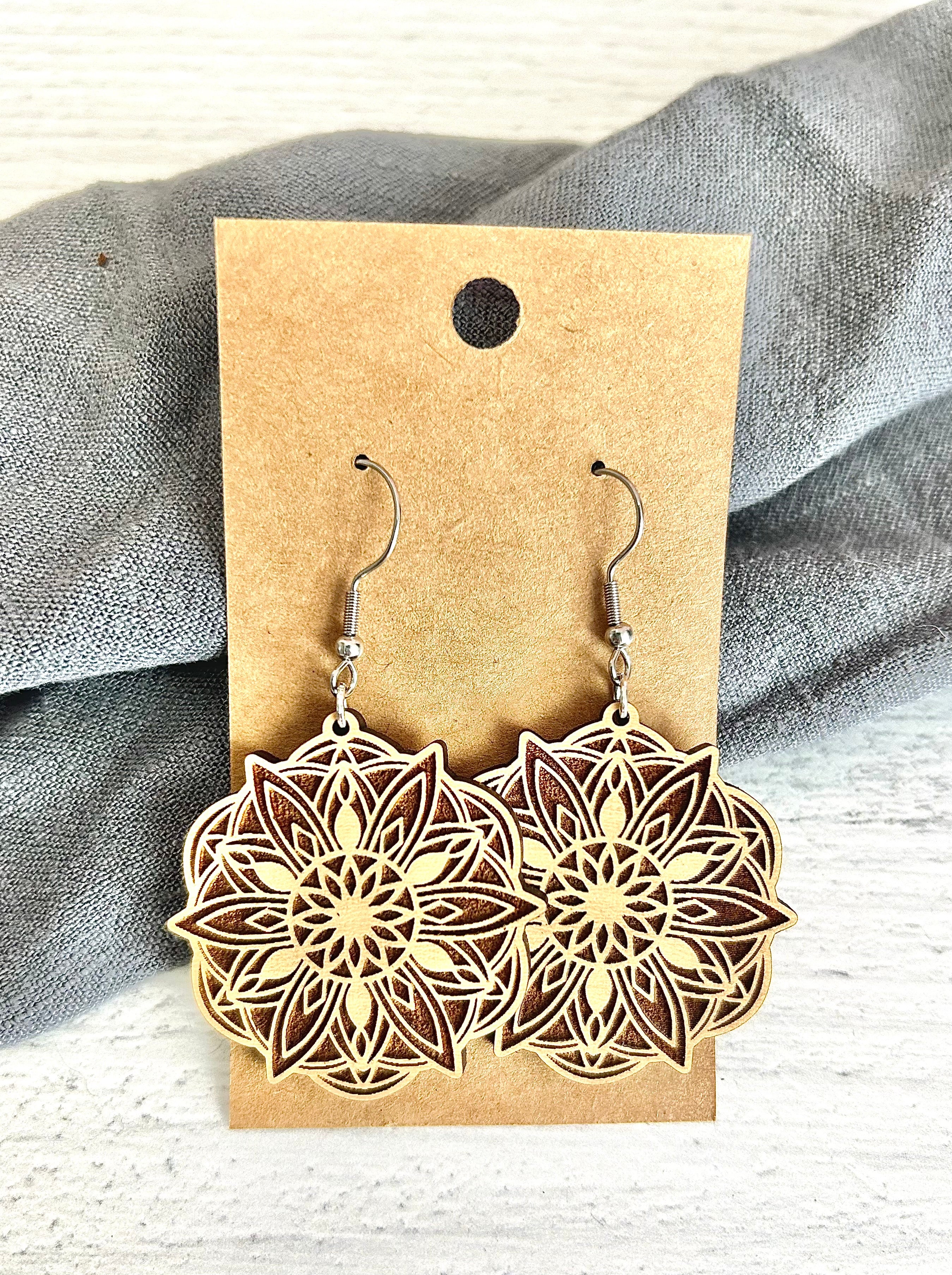 Wooden Flower Earrings